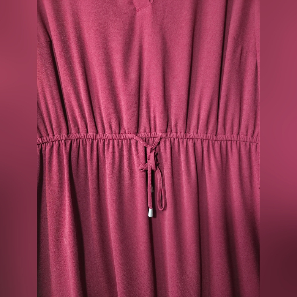 Maurices Maroon Bell Sleeve Dress V-Neck Tie Waist Boho Cottagecore O Plus - Picture 5 of 10